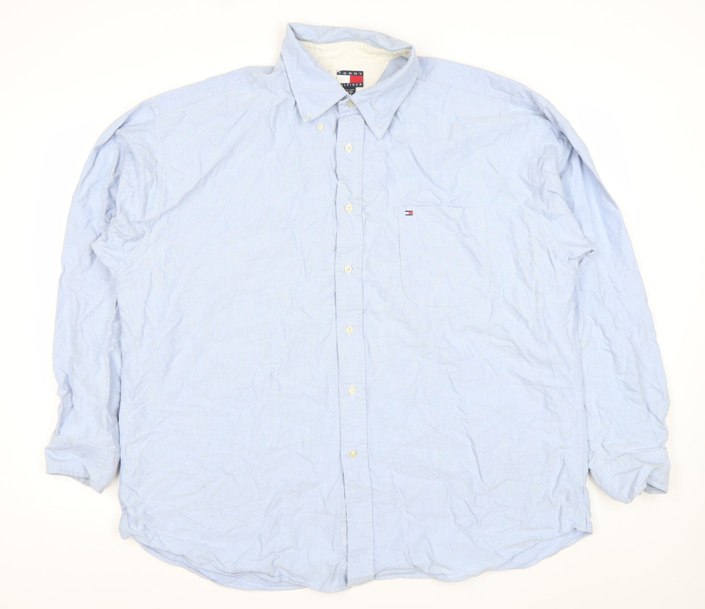 Tommy Hilfiger Men's Blue 2XL Button-Down Cotton Formal Shirt