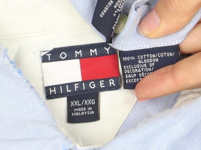 Tommy Hilfiger Men's Blue 2XL Button-Down Cotton Formal Shirt