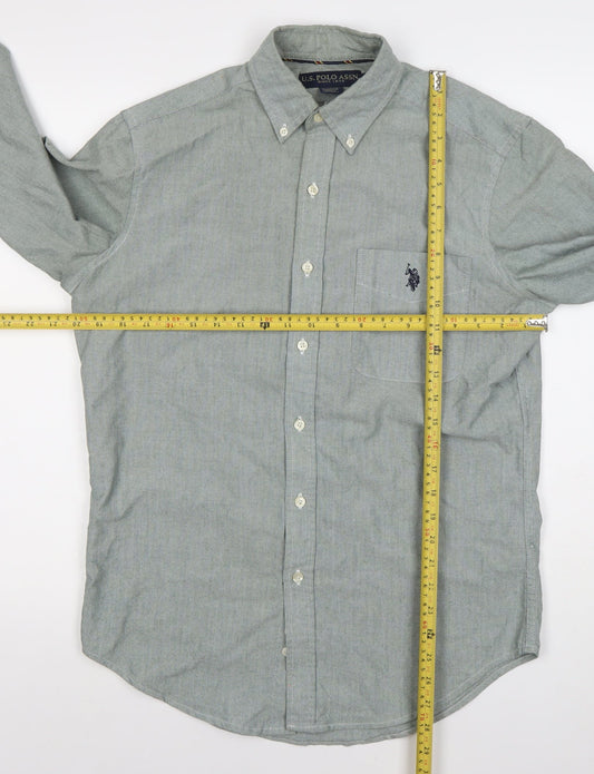 U.S. Polo Assn. Men's Grey Button-Down Long Sleeve Oxford Shirt Size S