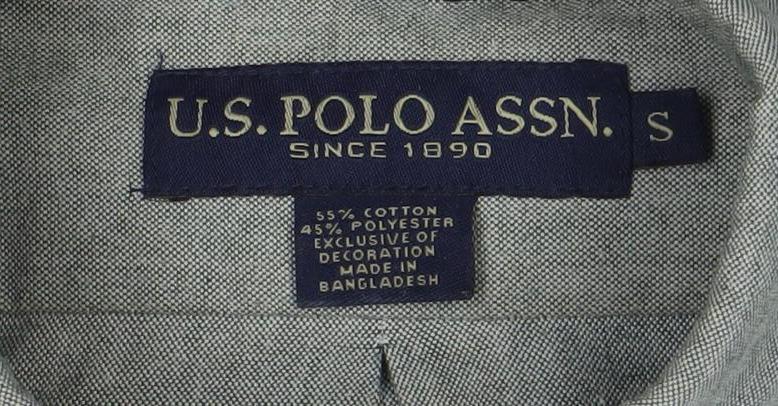 U.S. Polo Assn. Men's Grey Button-Down Long Sleeve Oxford Shirt Size S