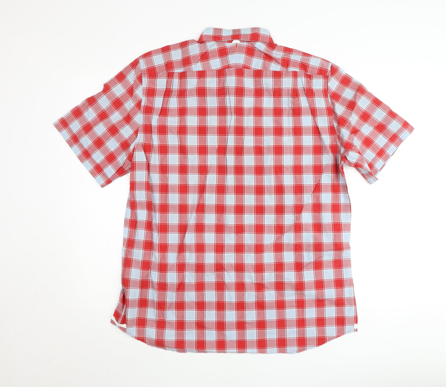 Lacoste Mens Red Check Short Sleeve Regular Fit Button-Up Shirt Size L