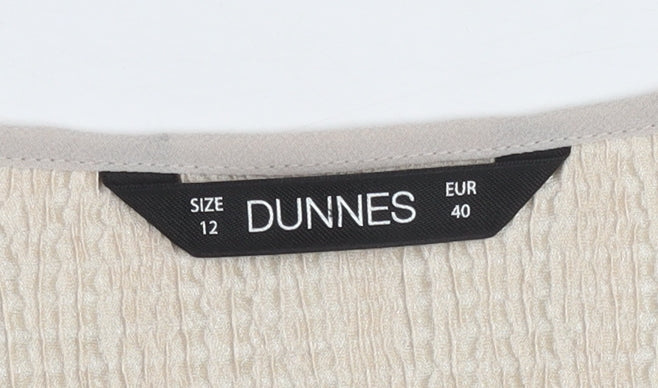 Additional view of Dunnes Women Beige V-Neck Short Sleeve Chiffon Blouse, size 12