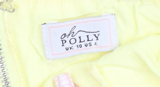 Oh Polly Women’s Yellow Camisole Crop Top UK 10 Summer Zip Back
