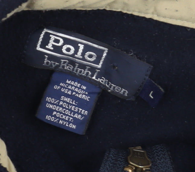 Ralph Lauren Men’s Blue Fleece Bomber Jacket Size L Full Zip Polo