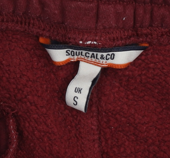 SoulCal & Co Men's Red Jogger Sweatpants Small Drawstring Cotton Blend