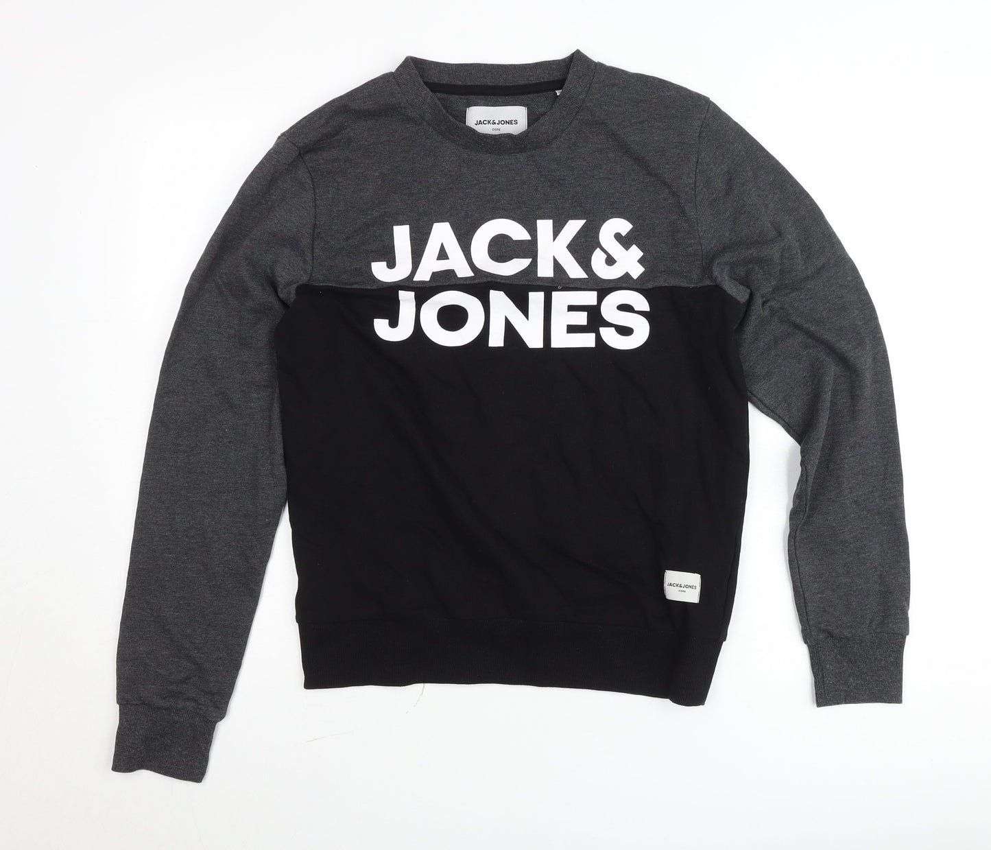 Jack & Jones Men's Black Grey Logo Sweatshirt L Regular Fit