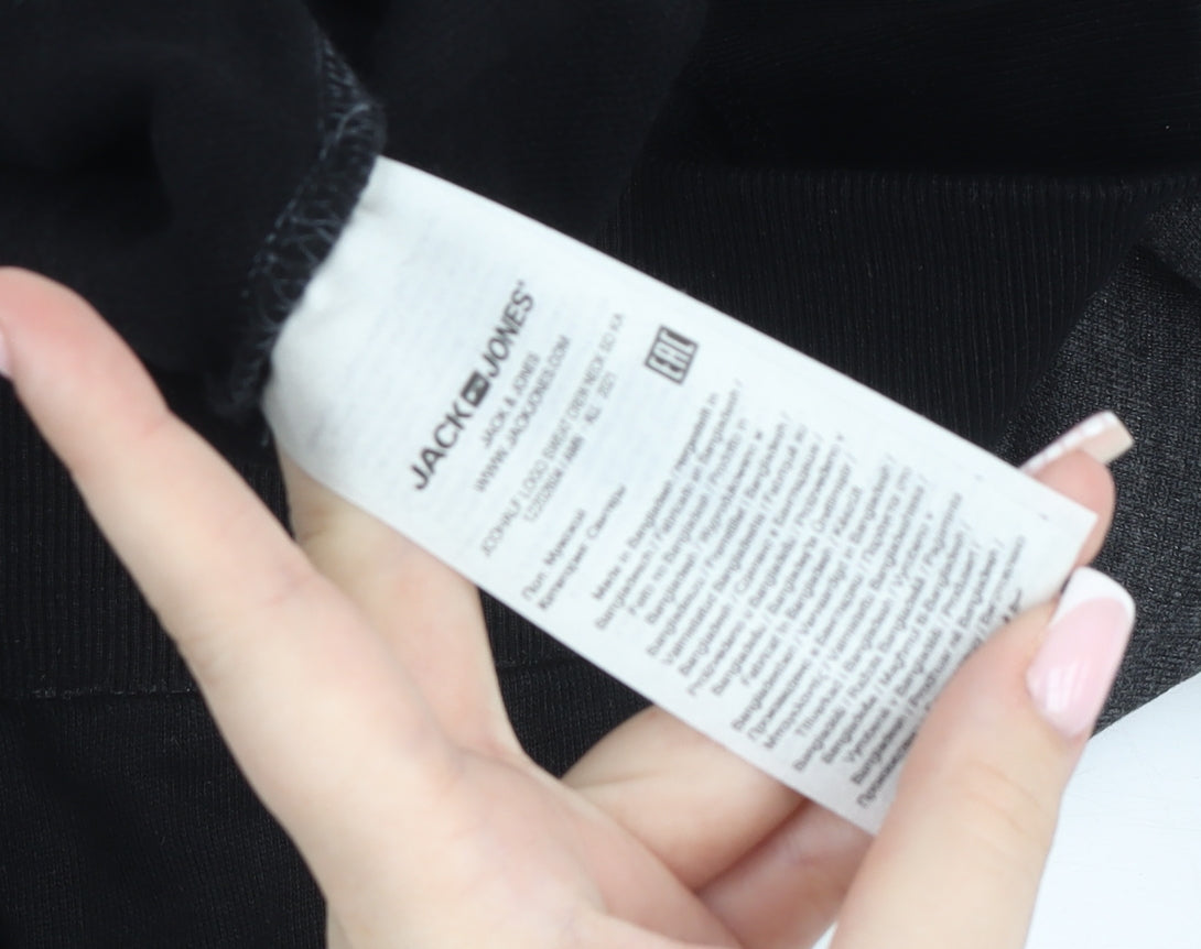 Jack & Jones Men's Black Grey Logo Sweatshirt L Regular Fit