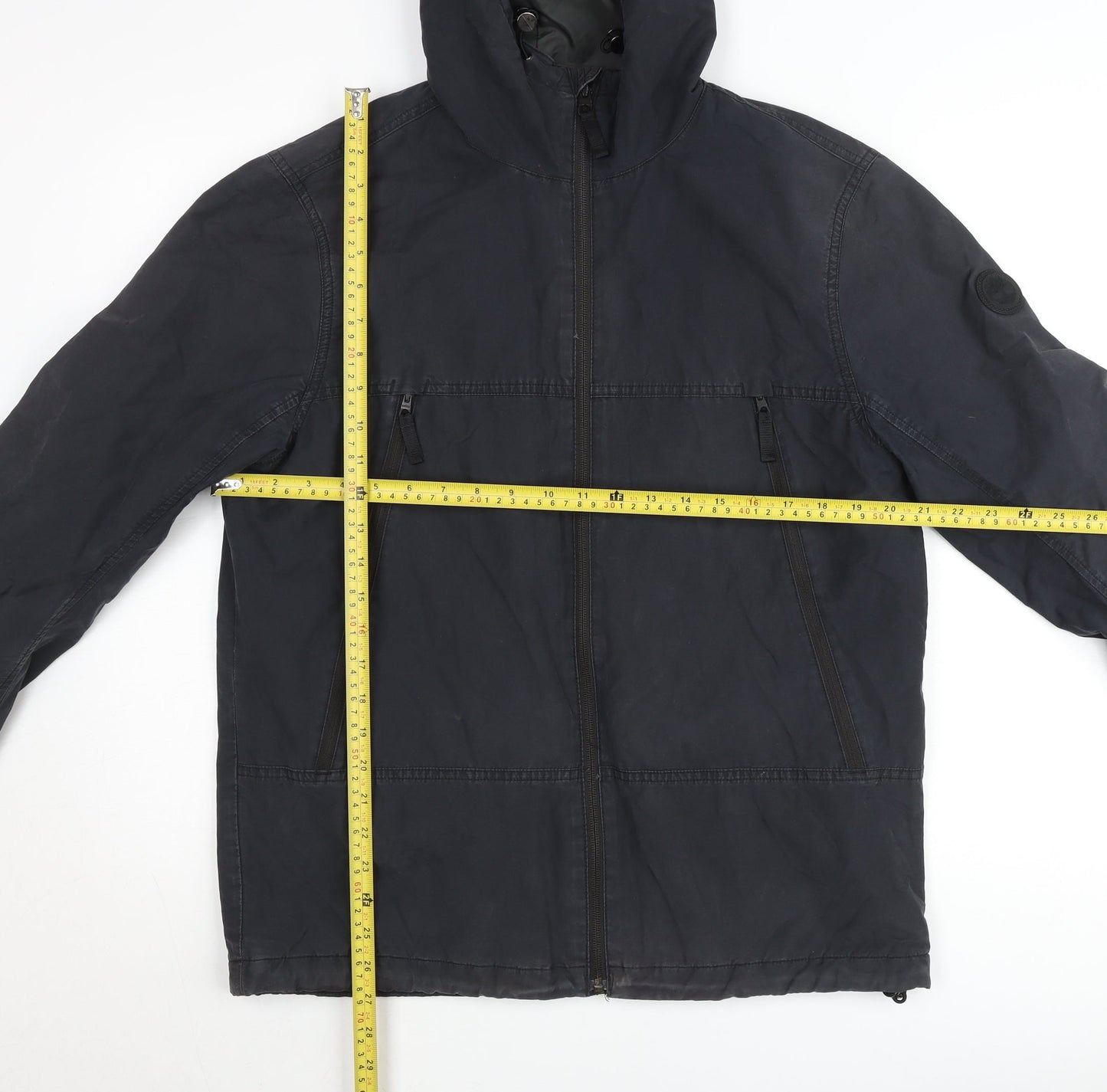 Timberland Men's Black Hooded Parka Jacket Size M Outdoor Full Zip