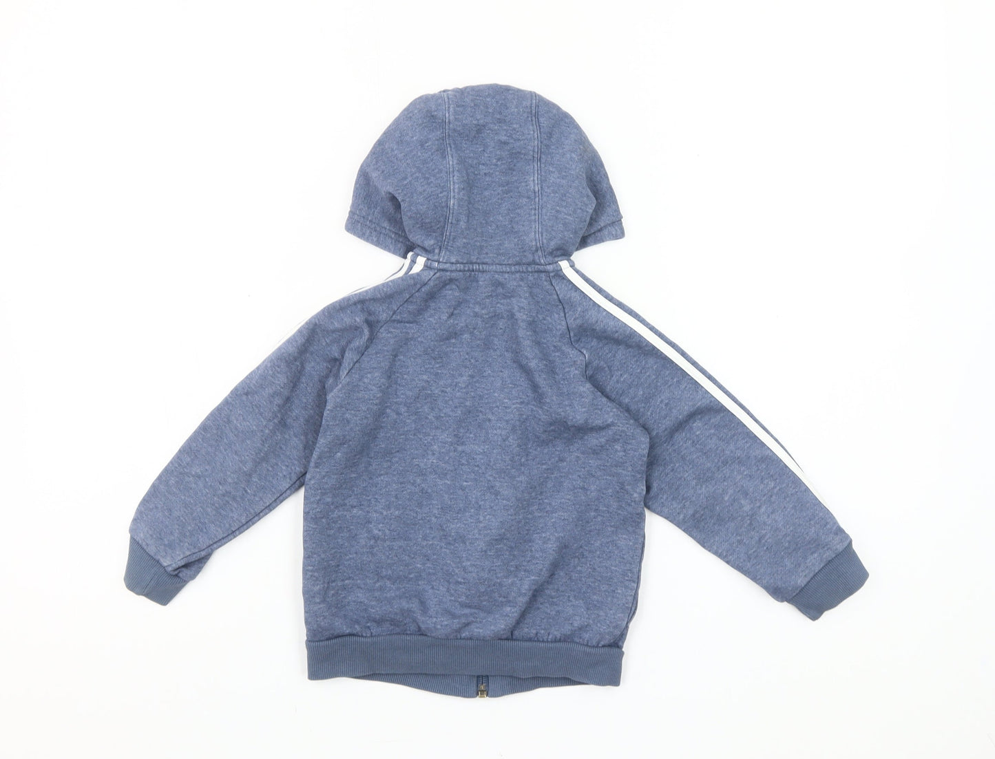 Adidas Boys Blue Full Zip Hoodie 2-3 Years Cotton Blend Sportswear