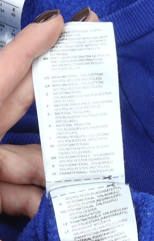 Adidas Boys Blue Pullover Sweatshirt 2-3 Years Fleece Cotton Logo Top