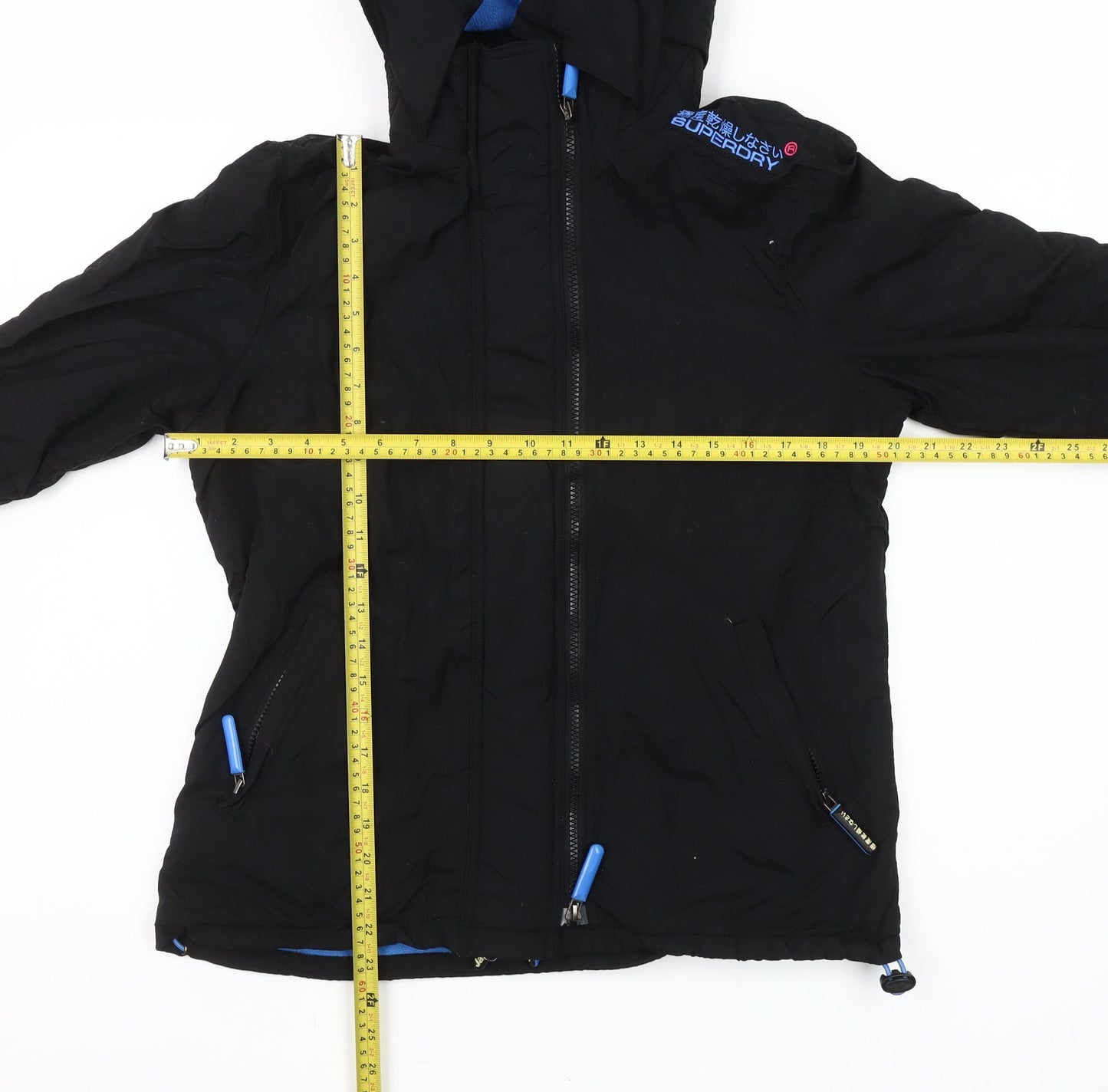 Superdry Men's Black Windcheater Hooded Jacket L Outdoor Coat