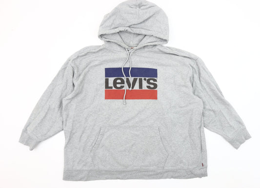 Levi's Mens Grey 3XL Pullover Hoodie Big Logo Cotton Sweatshirt