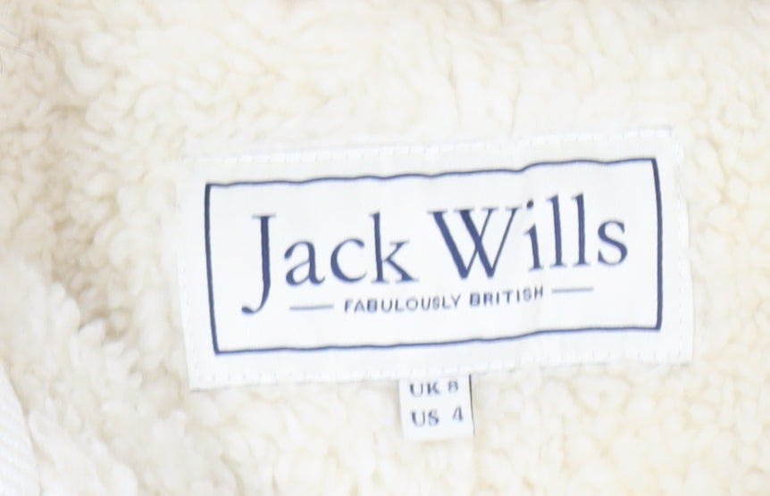 Jack Wills Womens Ivory Hooded Puffer Gilet Size 8 Winter Waistcoat
