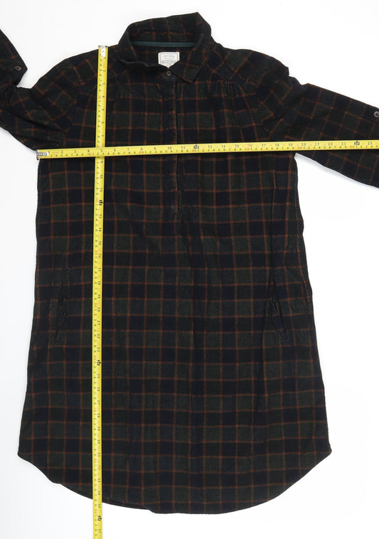 Fat Face Women’s Brown Check Long Sleeve Shirt Dress Size 12