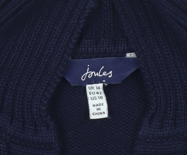 Joules Women's Blue Striped Cotton V-Neck Jumper Size 14