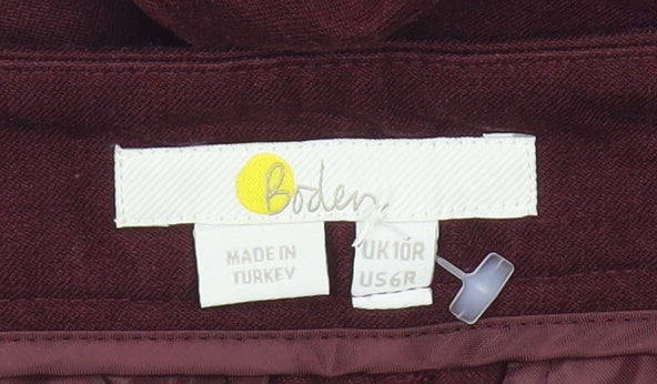 Boden Womens Burgundy Cropped Chino Trousers Size 10R Cotton Blend