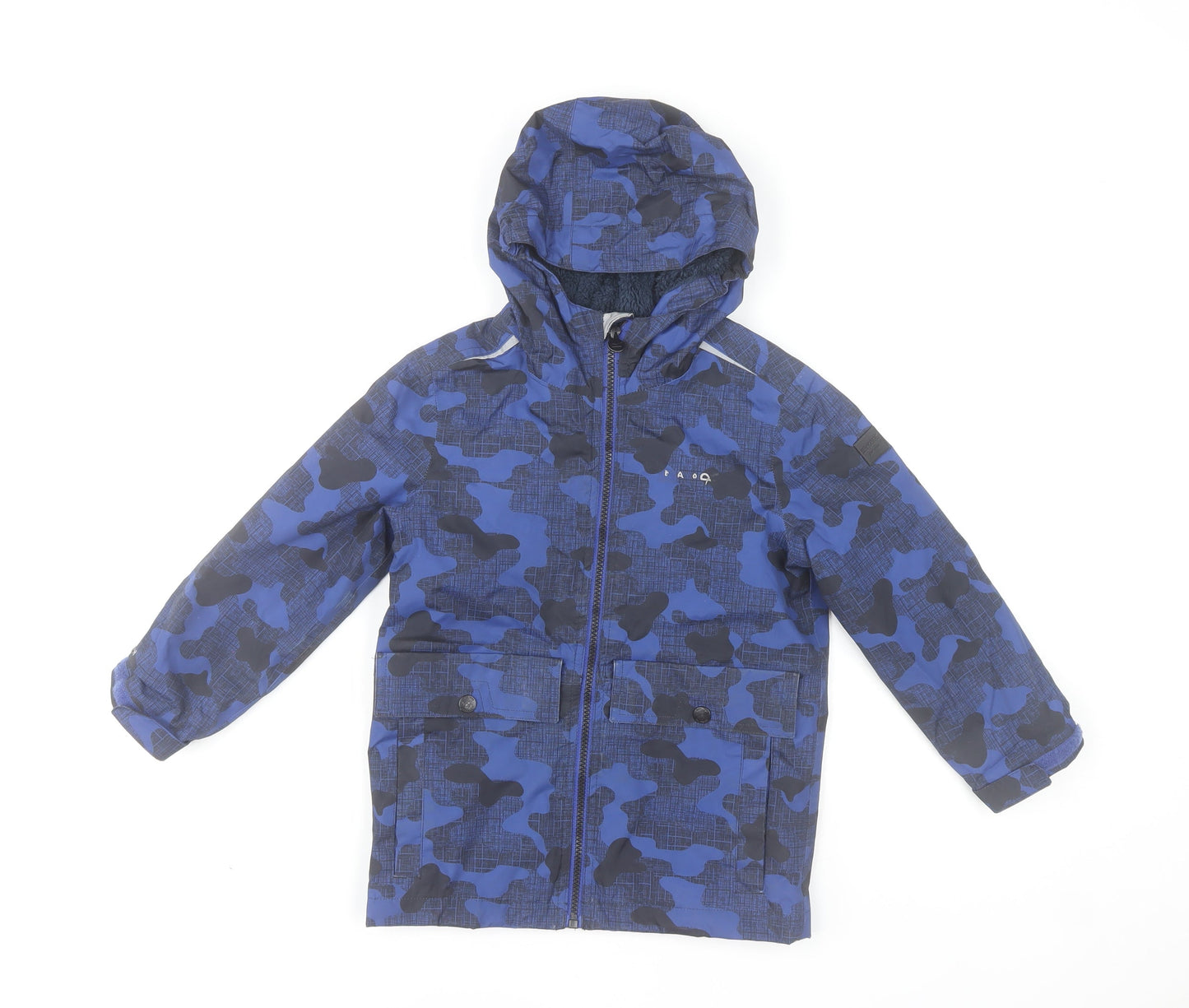 Regatta Boys Blue Camouflage Hooded Puffer Jacket 5-6 Years Waterproof Lined