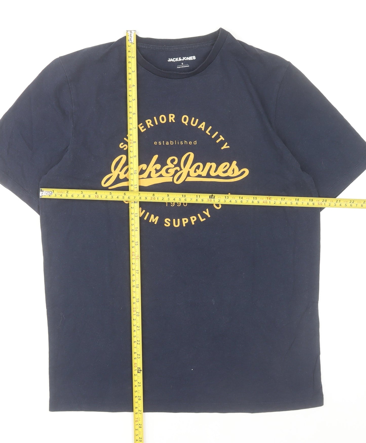 Jack & Jones Men's Blue Graphic Logo T-Shirt Size S Regular Fit