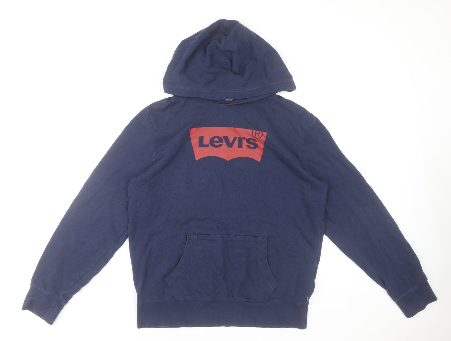Levi's Men's Blue Pullover Hoodie M Logo Cotton Sweatshirt