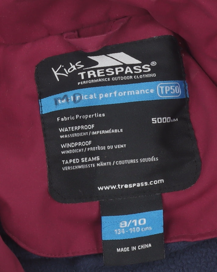 Trespass Teens Red Waterproof Windproof Hooded Parka Jacket 9/10
