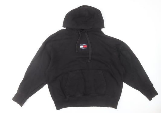 Tommy Jeans Womens Black Cotton Pullover Hoodie L