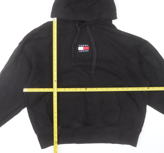 Tommy Jeans Womens Black Cotton Pullover Hoodie L