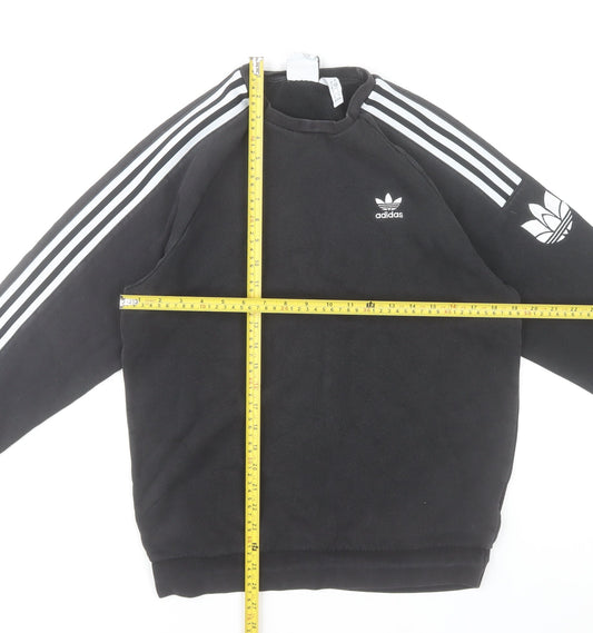 Adidas Mens Black Small Pullover Sweatshirt Crew Neck Fleece Logo