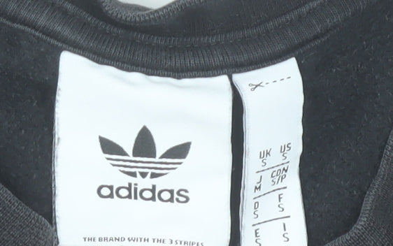 Adidas Mens Black Small Pullover Sweatshirt Crew Neck Fleece Logo