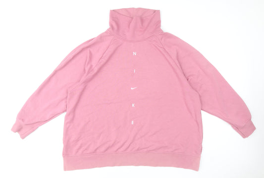 Nike Womens Pink 3XL Pullover Sweatshirt Cotton Blend High Neck
