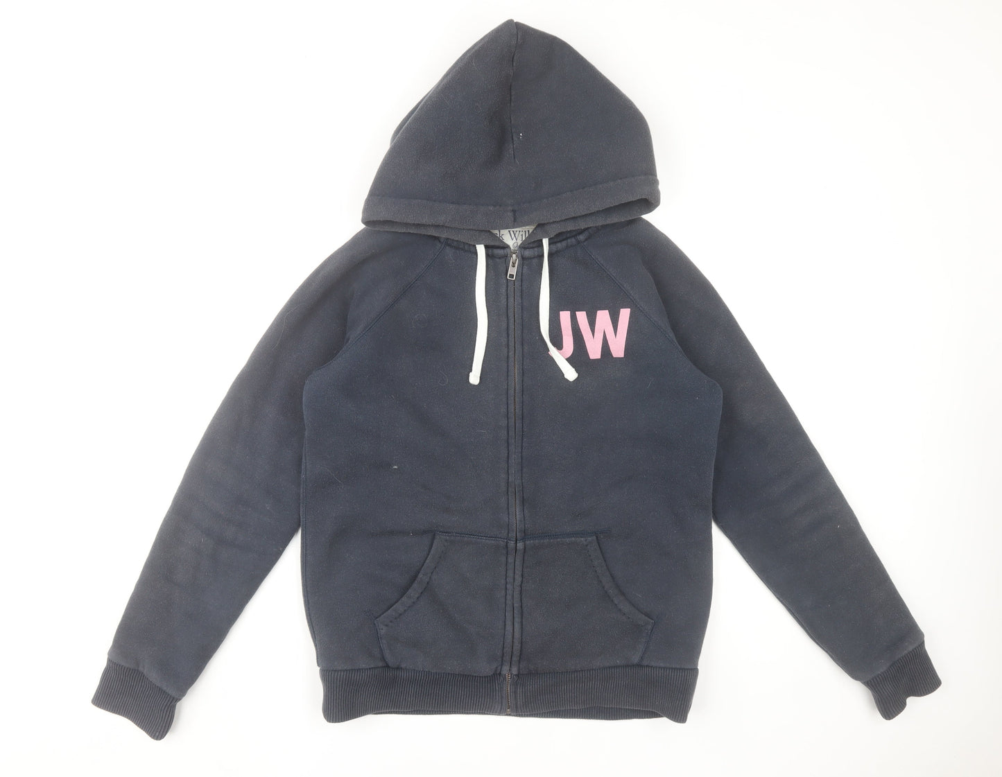 Jack Wills Womens Navy Blue Full Zip Hoodie UK 12 Lined Casual