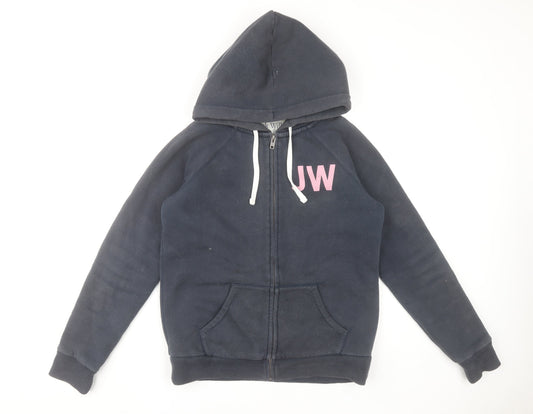 Jack Wills Womens Navy Blue Full Zip Hoodie UK 12 Lined Casual