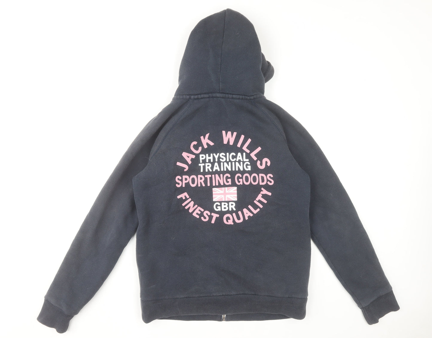 Jack Wills Womens Navy Blue Full Zip Hoodie UK 12 Lined Casual