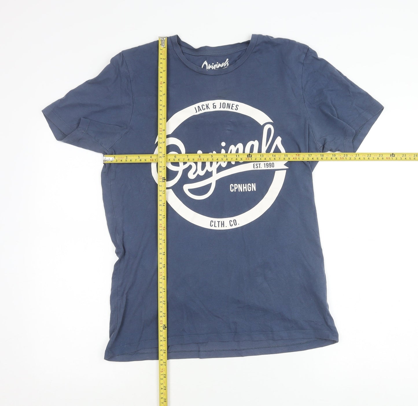 Jack & Jones Originals Men's Blue M Graphic Logo Cotton T-Shirt