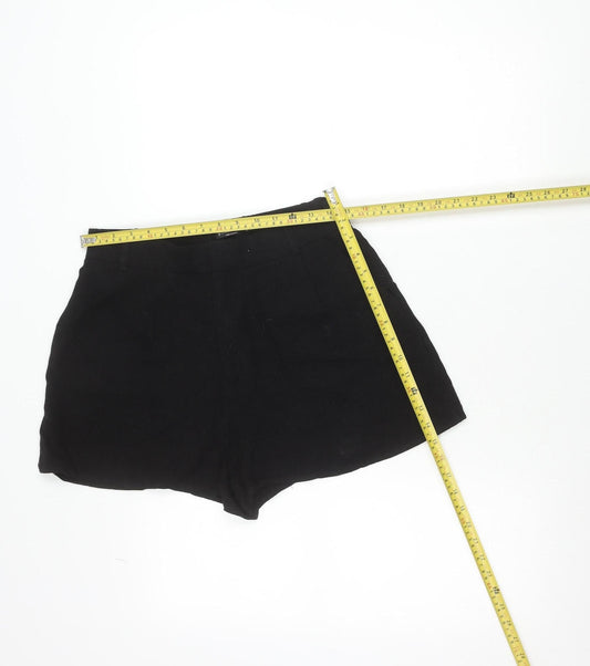 Stradivarius Women's Black Linen Blend Chino Shorts Size 10