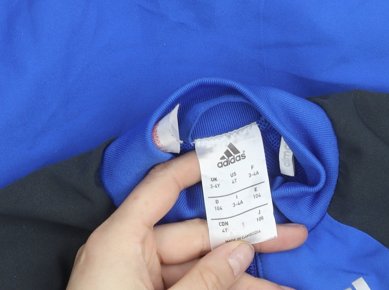 Adidas Boys Blue Track Jacket 3-4 Years Full Zip Lightweight Sportswear