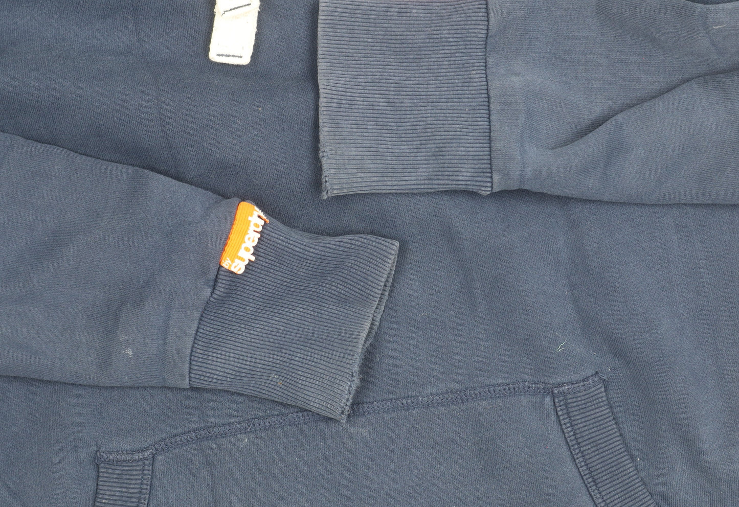 Superdry Men's Blue Pullover Hoodie L Fleece Cotton Blend