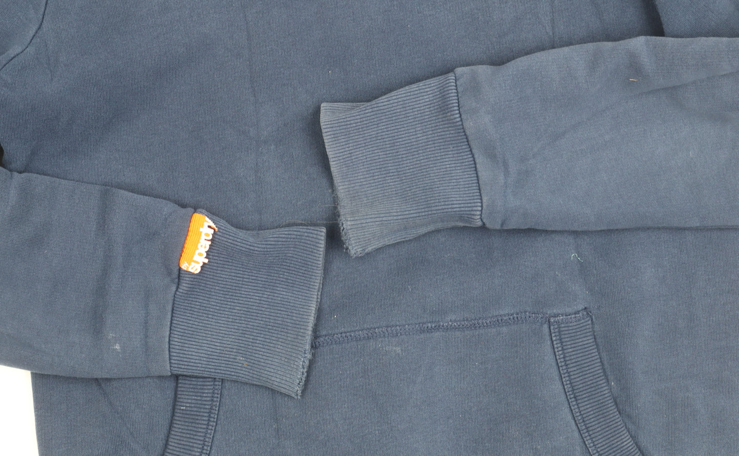 Superdry Men's Blue Pullover Hoodie L Fleece Cotton Blend