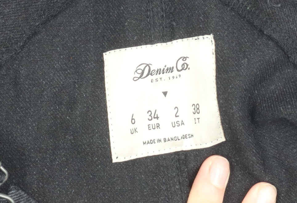 Additional view of Denim Co. women’s black, size UK 6, denim pinafore dress