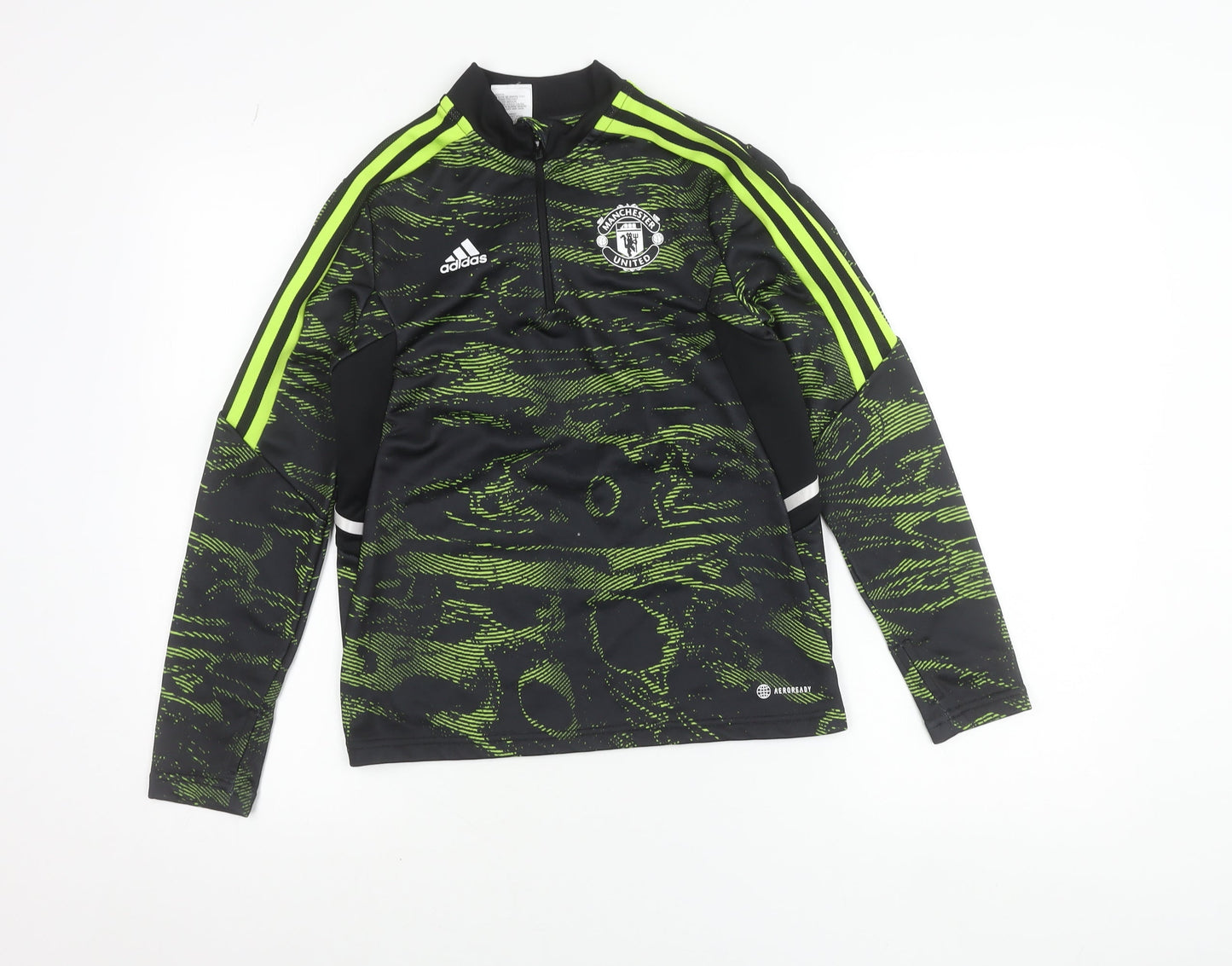 Adidas Boys Black Manchester United 1/4 Zip Training Top 11-12 Years