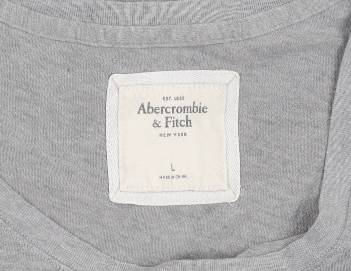 Abercrombie & Fitch Men's Grey Sleeveless Graphic T-Shirt Size L