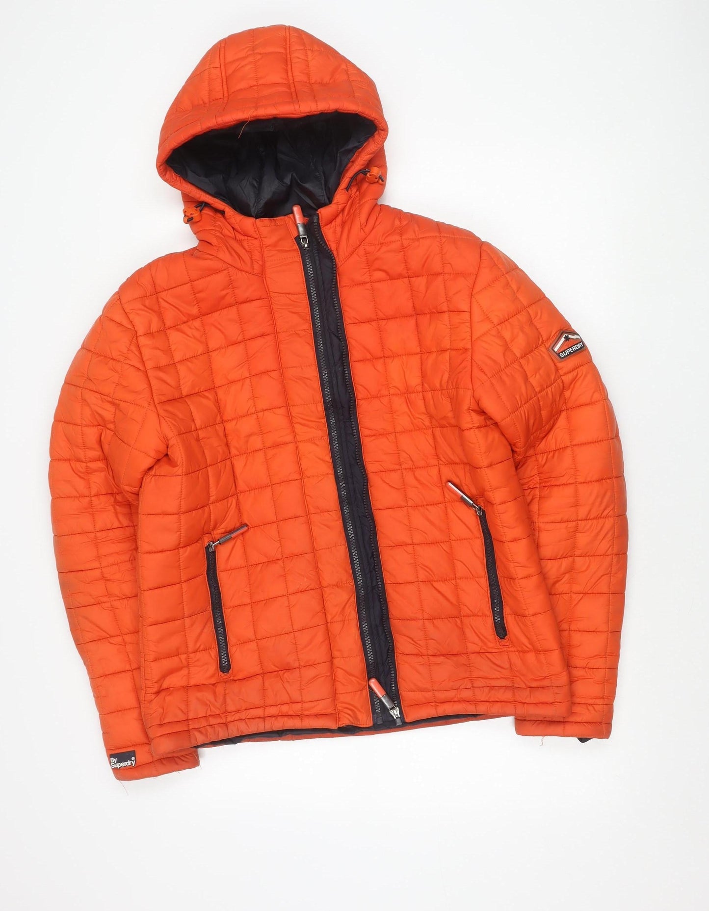 Superdry Men's Orange Fuji Puffer Jacket Hooded Size M Regular Fit