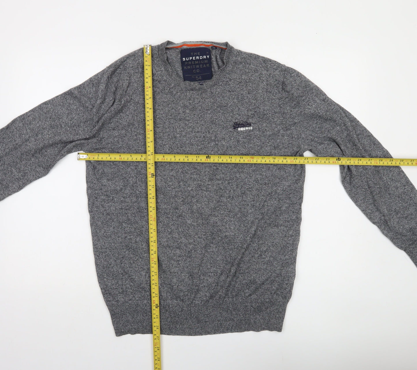 Superdry Men's Grey Cotton Cashmere Crew Neck Jumper XL