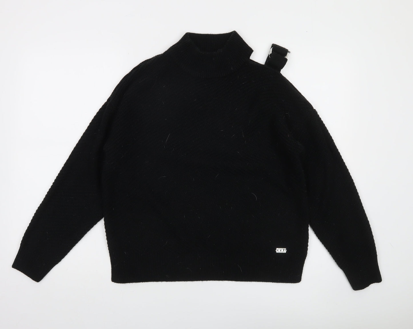 DKNY Women's Black Mock Neck Knit Pullover Jumper Size 12