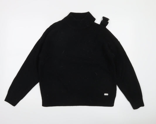 DKNY Women's Black Mock Neck Knit Pullover Jumper Size 12
