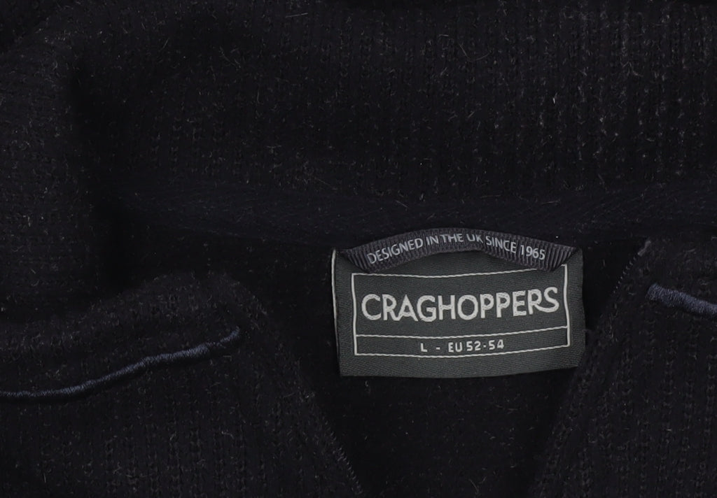 Craghoppers Men's Black Fleece 1/4 Zip Pullover Sweatshirt L Regular Fit