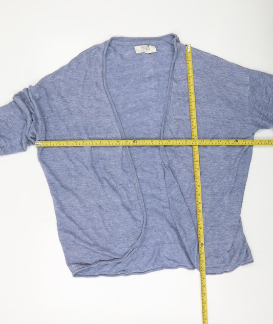 Fat Face Womens Blue Linen Open Knit 3/4 Sleeve Cardigan Size 10