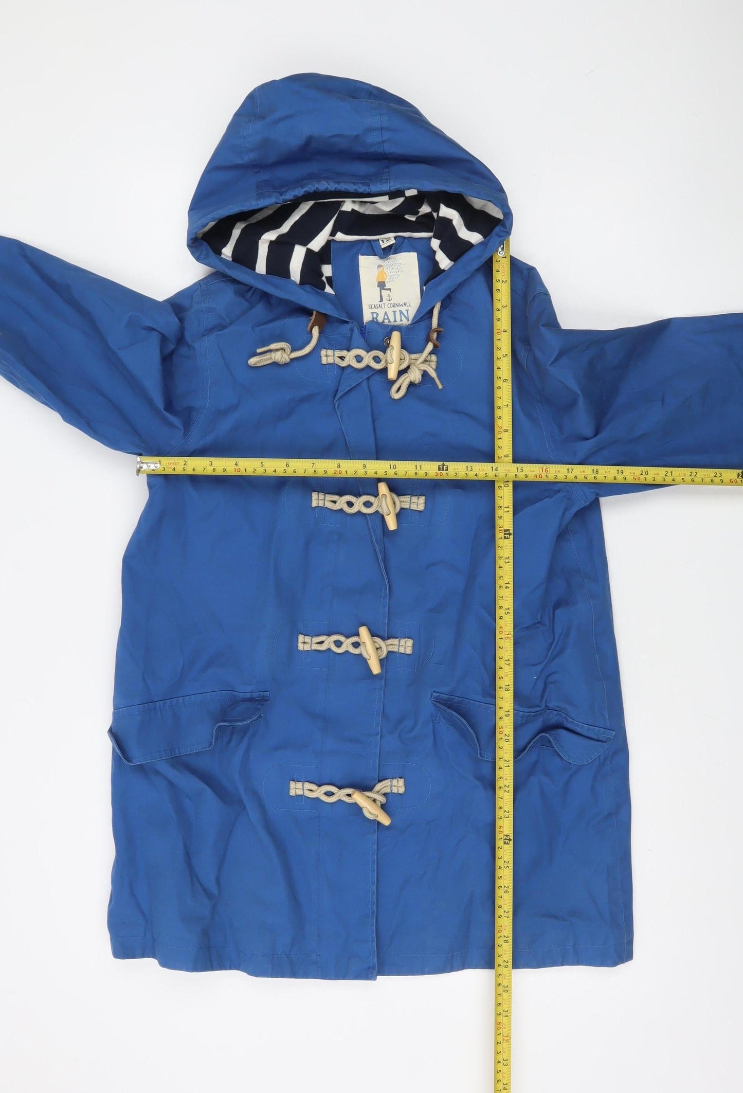 Seasalt Cornwall Women Blue Waterproof Hooded Rain Coat Size 12