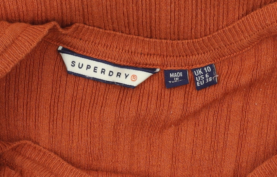 Superdry Women Brown Ribbed Midi Tank Dress Size 10