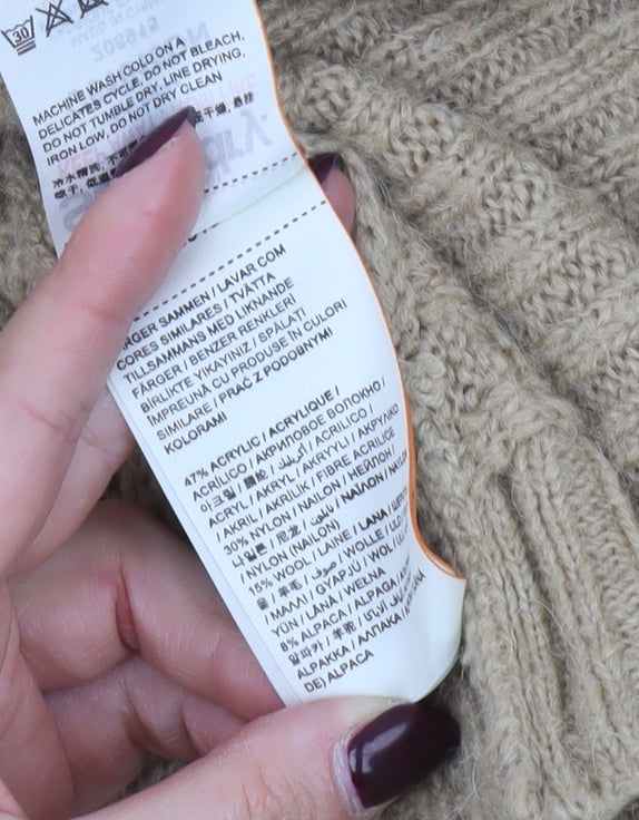 Superdry Women's Beige Cable Knit Cardigan S Relaxed Fit