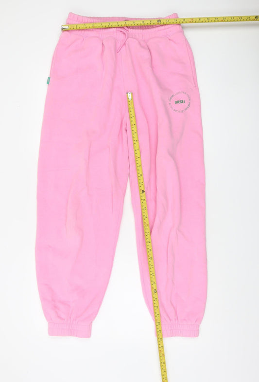 Diesel Womens Pink Cotton Blend Logo Sweatpants L